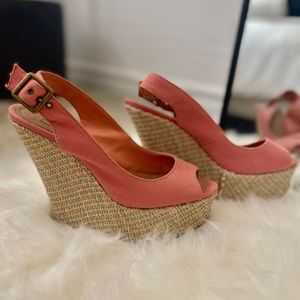Steve Madden Witness Peep Toe Platform Pink Wedge - Size 7